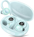 PEFUPEW Wireless Earbuds, Bluetooth 5.4 Headphones Sport, Over Ear Buds with ENC Noise Cancelling Mic, 48H, Wireless Earphone with Earhooks, IP7 Waterproof Buds for Workout Running, Light Blue
