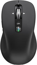 CITLLA Wireless Bluetooth Mouse (USB + BT1 + BT2), Full Size, 4-Way Scrolling, Multi-Device Silent Mouse for Computer, Laptop, iPad, MacBook (Black)