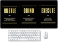 Black Gold Hustle Grind Execute Keyboard Mat Positive Saying Mousepad Office Long Mouse Pad Motivational Desk Pad Mouse Mat for Desktop Gamer Guy Boys Mens Office Accessories 31.5"x15.7"