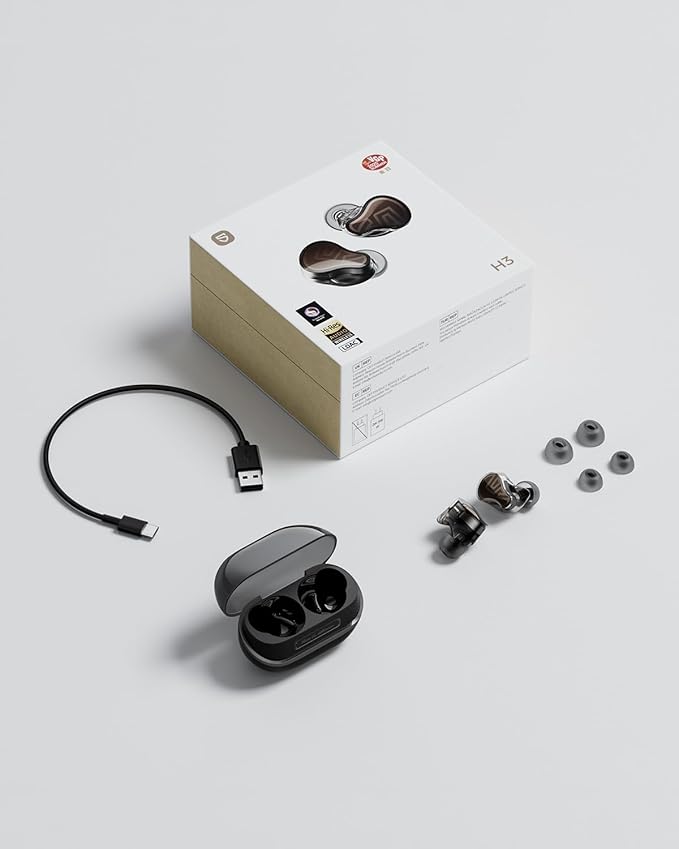 SoundPEATS H3 Hi-Res Wireless Bluetooth Headphones with LDAC, aptX Lossless, Triple Units, 55dB Active Noise Cancellation, 6 AI Microphones, Transparent Mode, BT5.4, APP, 37H, IPX5, Titanium Black