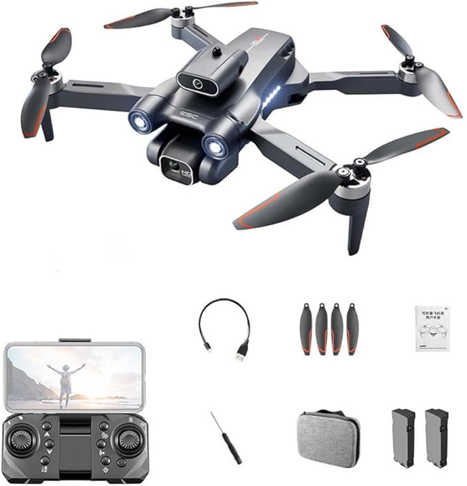 Sonilco S1S Mini Drone with Dual Lens Camera, Brushless Motor, 4-Sided Obstacle Avoidance, LED Light Bar, Altitude Hold, One-Key Return, Wi-Fi FPV, 18min Flight Time, 2 Batteries – Foldable Design (Ages 14+)