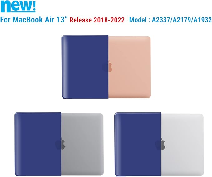 IBENZER Compatible with New MacBook Air 13 inch Case 2022 2021 2020 M1 A2337 A2179 A1932, Plastic Hard Shell Case with Keyboard Cover for Mac Retina Display with Touch ID, Turkish Blue, MMA-T13TUBL+1