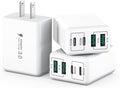[3-Pack] USB C Wall Charger, 40W 4-Port USB C Charger Block,Fast Charging Block Dual Port PD+QC Wall Plug Multiport Type C Compatible with iPhone 14/13/12/11/Pro Max/XS/XR/8, Samsung Phone,Tablet