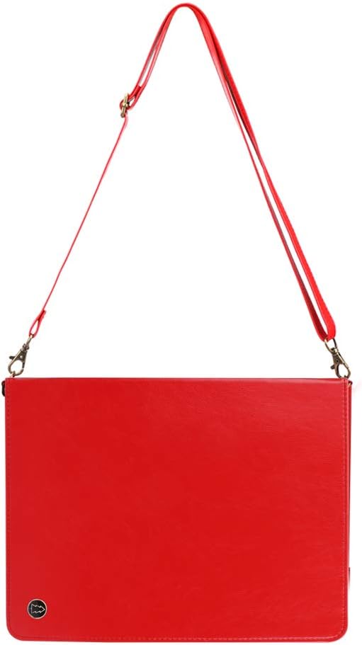 Handbag Case for iPad Pro 13-inch M5 2025/M4 2024, Techcircle Folio Stand PU Leather Crossbody Wallet Case with Pencil Holder, Hand Strap & Shoulder Strap, Red