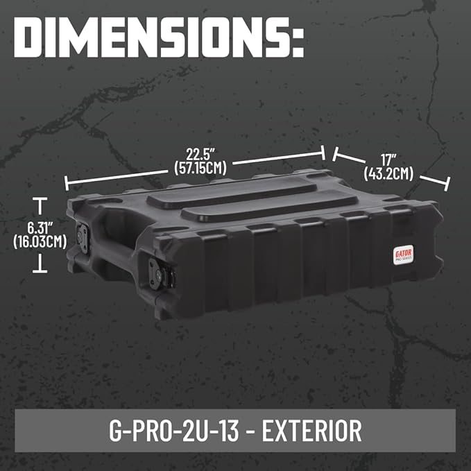 Gator Cases Pro Series 2U Rack Case with Shallow 13" Depth, Roto Molded Made in USA (G-PRO-2U-13)
