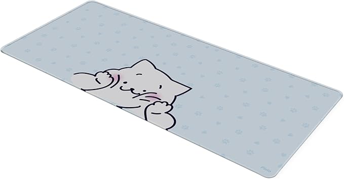 Pixio Mouse Pads - 36 x 16 inch XXL Squishy Cat Light Blue Multifunctional Large Desk Mats for Gaming, Office, Desktop Anti-Slip Waterproof Washable Computer Mouse Mat