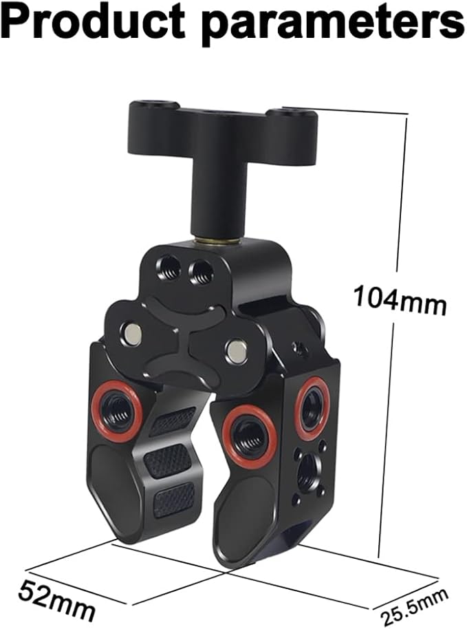 Super Clamp, Camera Clamp Mount with Locating Pin for ARRI Standard, 1/4"-20 & 3/8"-16 Thread Versatile Strong C Clamp Accessories Compatible with Gopro/Monitor/LED Lights/Flash/Microphone