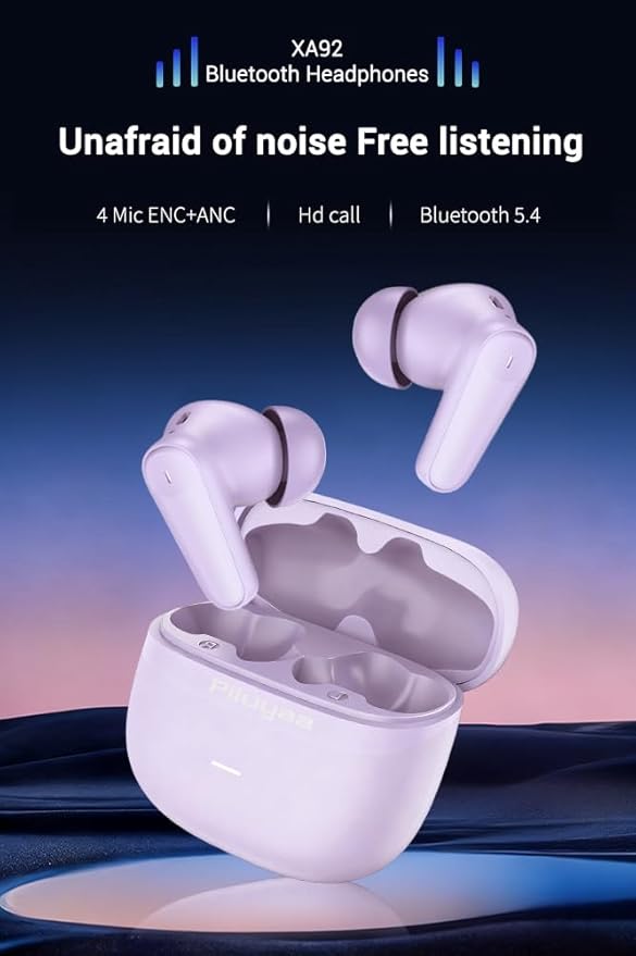 Piluyaa Wireless Earbuds Bluetooth 5.4 Headphones in Ear Buds, True ANC+ENC Noise Cancelling Earbuds, HiFi Stereo Deep Bass Earphones for Sports/Workout-Purple