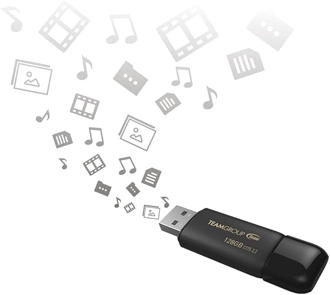 TEAMGROUP C175 128GB USB 3.2 Gen1 (USB 3.1/3.0) Read 100MB/s Flash Thumb Drive, Memory Stick Compatible with Computer/Laptop Matte Black TC1753128GB01