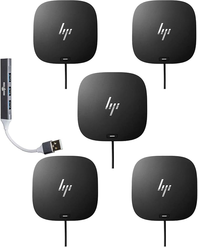 HP USB-C Essential Dock G5 Multiport Docking Station with USB-C, HDMI, Ethernet, DisplayPort, Includes Dockztorm USB Port Expander 5-Pack