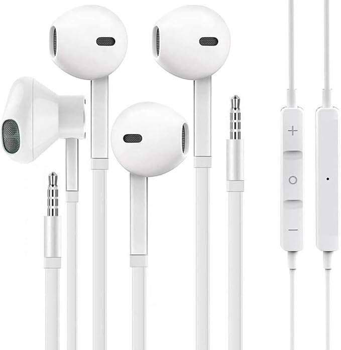 [2 Pack] WEIZY Aux Earbuds/Earphones, Vize 3.5mm Wired Headphones Noise Isolating Earphones Volume Control & Built-in Microphone Compatible with iPhone/Samsung/Android/MP3/MP4