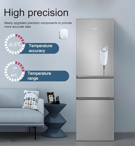Zigbee Refrigerator Thermometer:App Notification, Data Record Export, Fridge Thermometer with Probe for Refrigerator, Freezer, Hot Tub.Hub Required