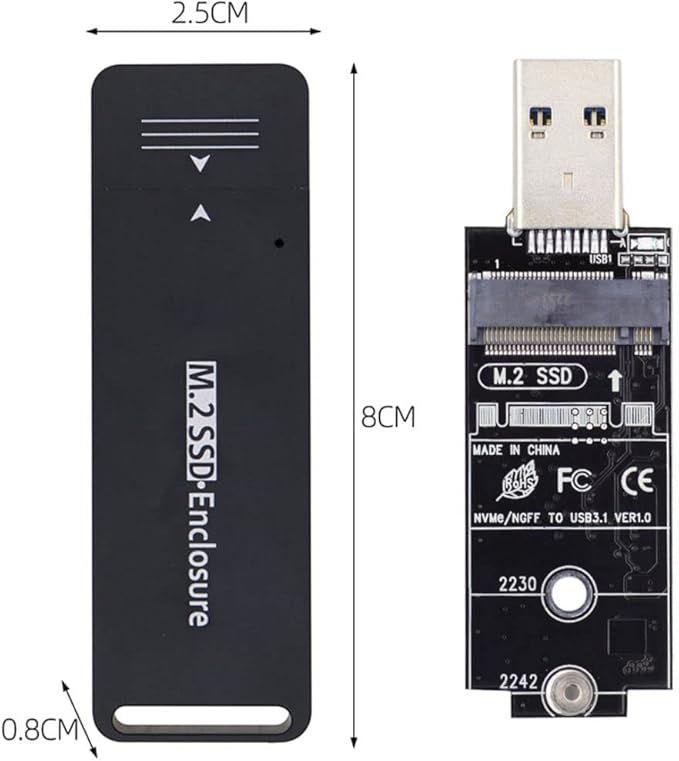 chenyang M.2 to USB 3.1 Adapter,NVME M-Key M.2 NGFF SATA SSD to USB 3.0 Type A Converter Adapter RTL9210B Chipset 2230 2242
