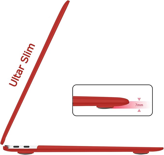 B BELK Compatible with MacBook Air 13 inch Case 2022 2021 2020 2019 2018 A2337 M1 A2179 A1932 Touch ID, Matte Plastic Hard Shell+Keyboard Cover+Screen Protector for MacBook Air 13.3 inch Case, Red