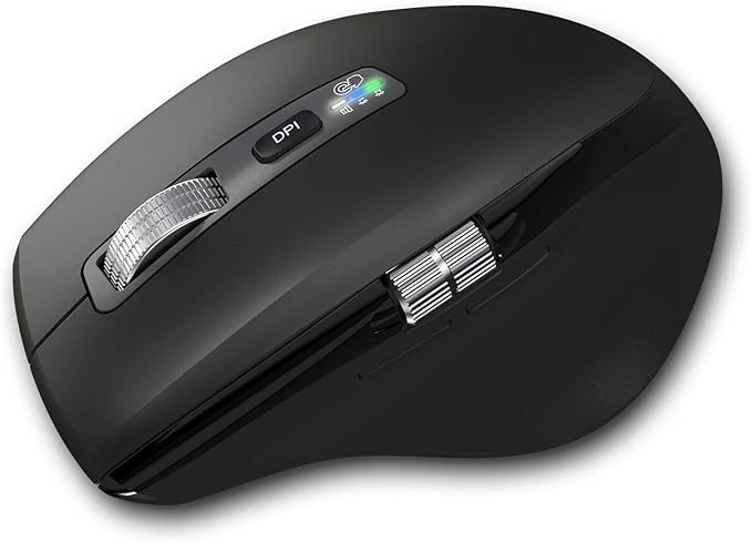 INFINMIND Wireless Bluetooth Side Scroll Mouse with Multi-Device, Ergonomic Computer Mice with Smart Flying Scroll, Quiet Click 4-Level DPI for Computer, Laptop, iPad, Tablet, MacBook (Black)