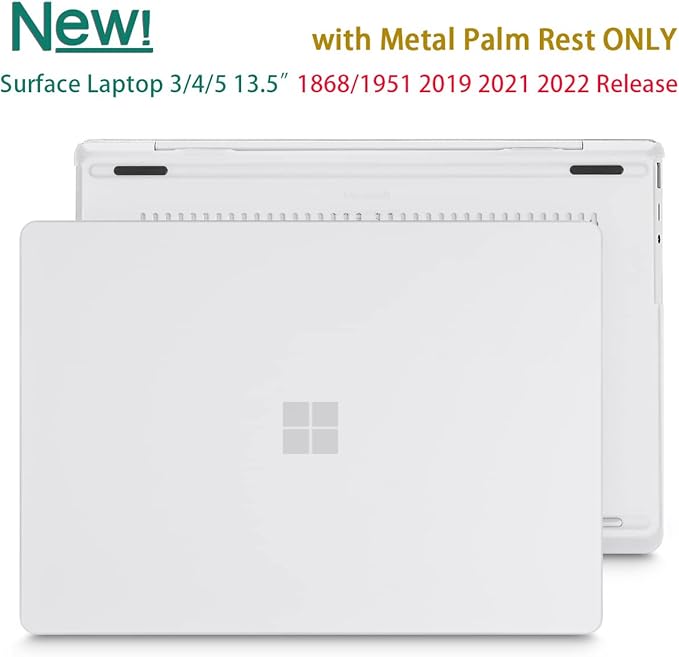 Case for 13.5" Microsoft Surface Laptop 5/4/3 with Metal Palm Rest ONLY 2019-2022 Release Models:1868/1951, Plastic Hard Shell Case with Keyboard Cover & Screen Protector, Matte Clear