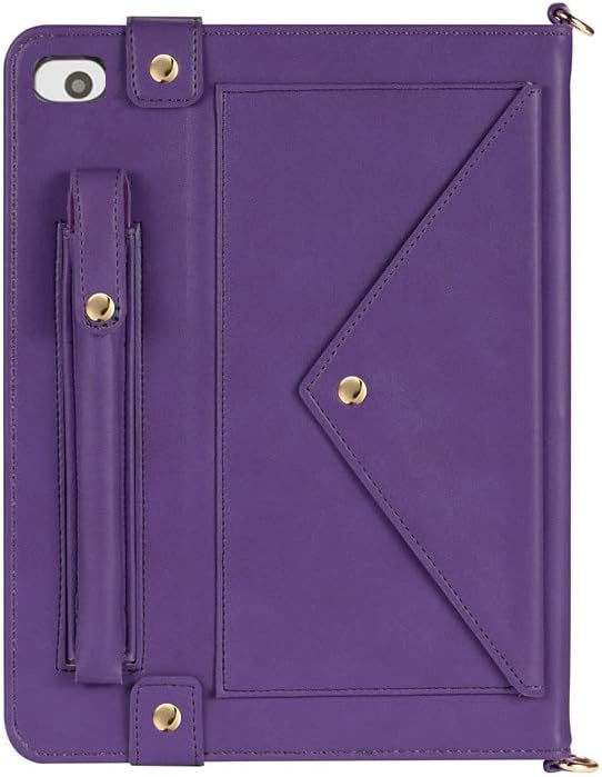 Handbag Case for iPad Mini 5th/4th/3th/2th/1st Generation 7.9-inch, Techcircle Folio Stand PU Leather Crossbody iPad Mini Cover with Hand Strap, Multiple Card Slots Envelope Pocket Wallet Case, Purple