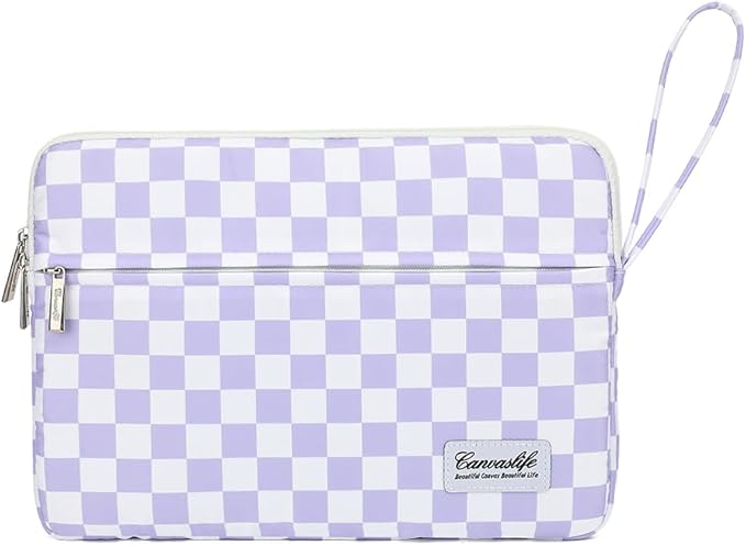 Canvaslife Laptop Sleeve Case Cover with Pocket for MacBook Pro 14 inch and 14 inch-14.4 inch HP, Lenovo, Dell, ASUS, Acer Notebook Computer (Purple Checker)