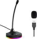 USB Computer Microphone with Mute Button and RGB Lighting,Plug&Play Mic for Conference,Gaming,YouTube,Desktop PC Mic for Mac/Window-Black-Black(M7)