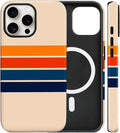 Magnetic for iPhone 13 Pro Case Cute Stripes Phone Case, Shockproof Slim TPU and Hard PC Protective Phone Cover Compatible with MagSafe Designed for Women Girls,Retro
