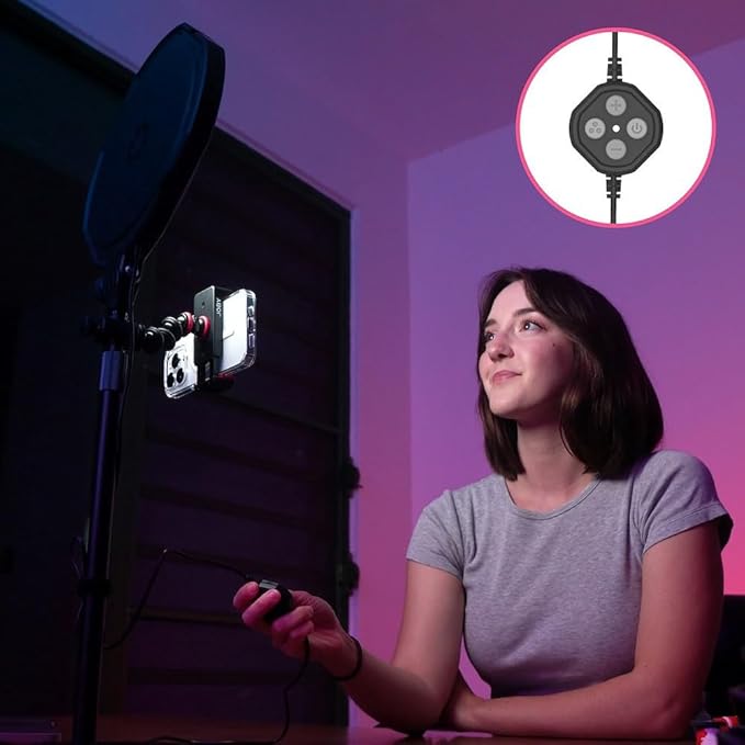 JOBY Beamo Studio Deluxe Lighting Kit, USB Studio Light for Video, Kit for Content Creator, Soft Key Light with Remote, Background Light with 12 Colors, GorillaPod Flexible Arm with Phone Mount