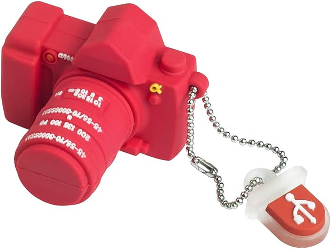 32GB Cute USB Flash Drive Funny Camera Shape Thumb Drive Silicone Memeory Stick U Disk for Kids Students Friends Gift Pendrive - Red