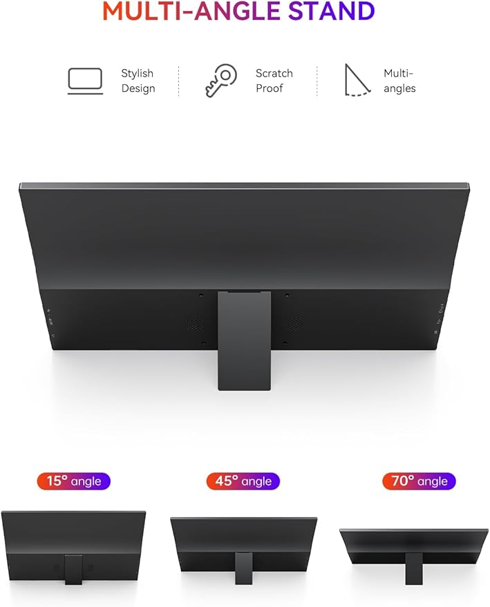 UPERFECT Portable Monitor, 15.6" 125% sRGB 1080P Ultra-Slim Travel Monitor USB C HDMI Plug & Play IPS Gaming Monitor Built-in Stand Dual Speakers External Screen for Laptop Phone Game Console