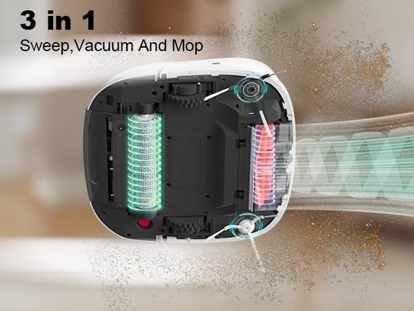 TECBOT M1 Pro Robot Vacuum and Mop - LiDAR Robotic Vacuums Cleaner for Home with Pet Hair, Carpet, Hardwood Floors, Auto Smart Mopping, Self Cleaning, Avoids Obstacles, Voice Control, Black