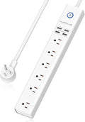 15 Ft Power Strip Surge Protector, 6 Outlets and 4 USB Ports, Flat Plug Power Strips Long Extension Cord with Overload Protection, Wall Mount for Home, Office, Dorm, ETL Listed
