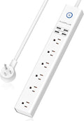 Power Strip 10Ft - Surge Protector with USB, AUOPLUS 6 Outlet and 4 USB Charger, 10Ft Long Extension Cord Flat Plug(1250W/10A/2100J), Wall Mountable Overload Protection for Computer Home Office Dorm