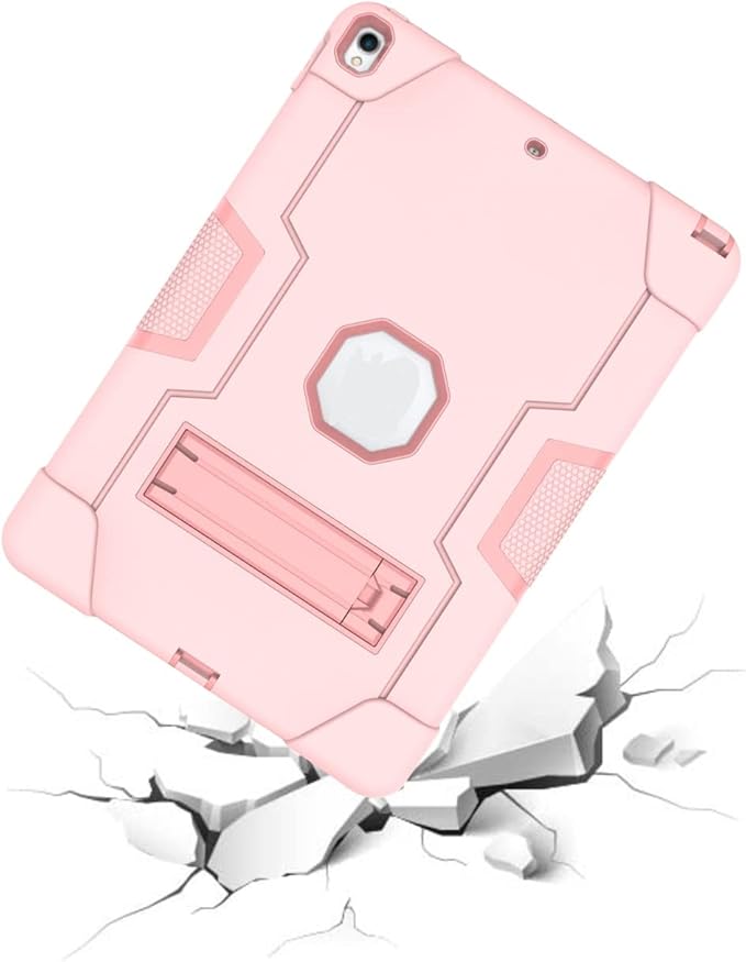 3 in 1 Hybrid Case for iPad Air 3 10.5" & iPad Pro 10.5" - Heavy Duty, Shockproof, Anti-Slip, Anti-Scratch, Pink