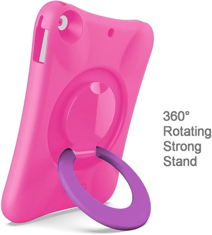 Kids EVA Case for iPad | Multi-Direction Stable Stand | Compatible with 10.2-Inch iPad 2021/2020/2019 (9th/8th/7th Generation) (Pink+Purple)