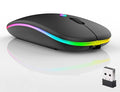 Guiheng Wireless Bluetooth Mouse,LED Dual Mode Rechargeable Silent Slim Laptop Mouse,Portable(BT5.2+USB Receiver) Dual Mode Computer Mice,for Laptop,Desktop Computer,ipad Tablet,Phone,TV (Black)