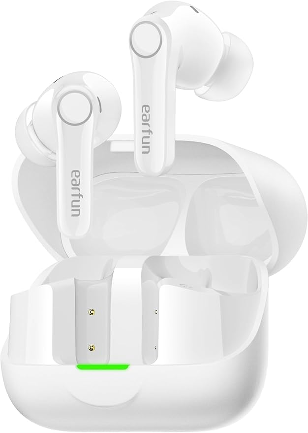 EarFun Air Pro 4+ Adaptive Noise Cancelling Wireless Earbuds, Qualcomm aptX Lossless, Dual Drivers, Translation Earbuds, Snapdragon Sound, 6 Mics AI Clear Call, Hi-Res Sound, Bluetooth 6.0, 54H, White