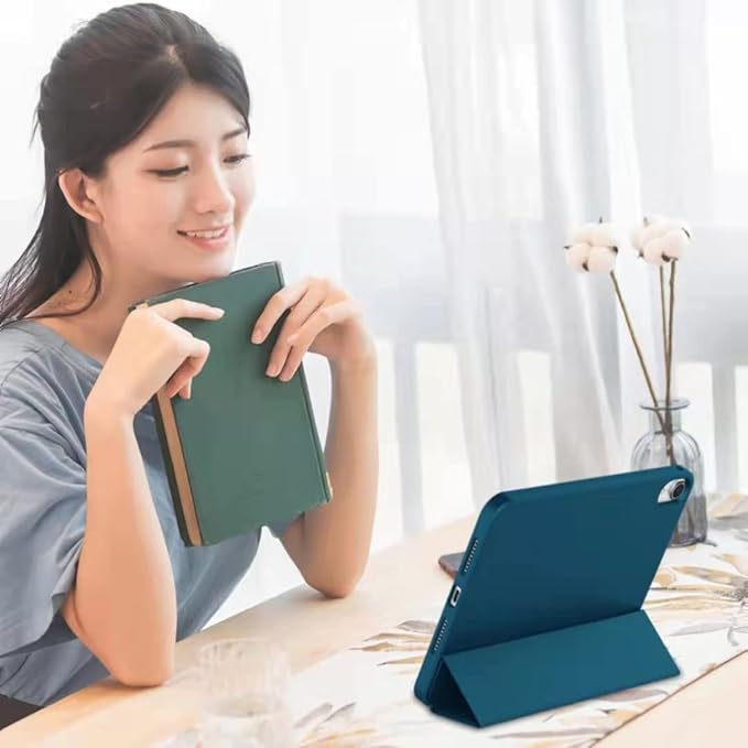 iMieet iPad mini 7 Case 2024 (A17 Pro), iPad mini 6 Case (8.3-Inch,2021 Model), iPad mini 7th/6th Generation Case with Pencil Holder, Trifold Stand Smart Case with Soft TPU Back,Teal