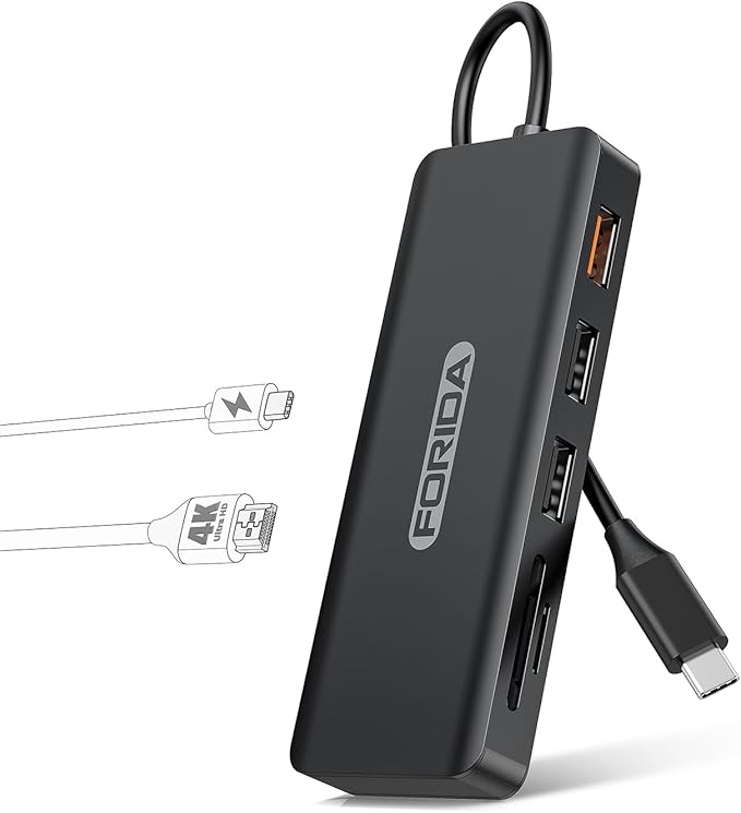 USB C Hub, 7 Ports USB MultiPort Adapter for MacBook Pro/Air, Type C to HDMI Dongle with 4K HDMI, 1 10Gbps USB C 3.2 Hubs, 2 USBA 2.0, 100W PD, SD/TF for iPhone 15/16 and Other Type C Devices