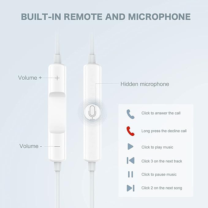 2Pack - Wired Earbuds for iPhone Headphones with Lightning Plug [ Mic Volume Control HiFi Stereo Noise Cancelling ] Earphones Wired Ear buds Compatible with iPhone 14 13 12 11 Pro Max/XR/XS/X/8/7