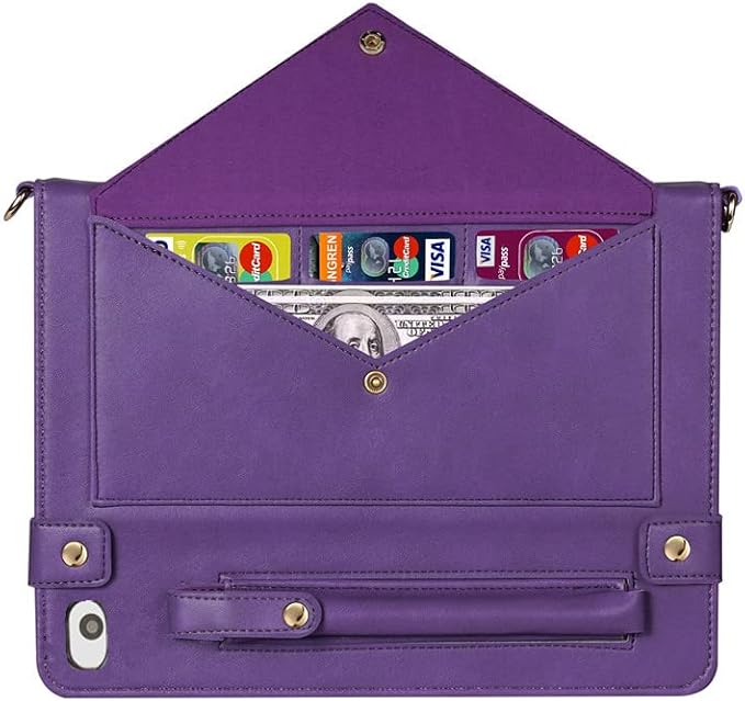 Handbag Case for iPad Mini 5th/4th/3th/2th/1st Generation 7.9-inch, Techcircle Folio Stand PU Leather Crossbody iPad Mini Cover with Hand Strap, Multiple Card Slots Envelope Pocket Wallet Case, Purple