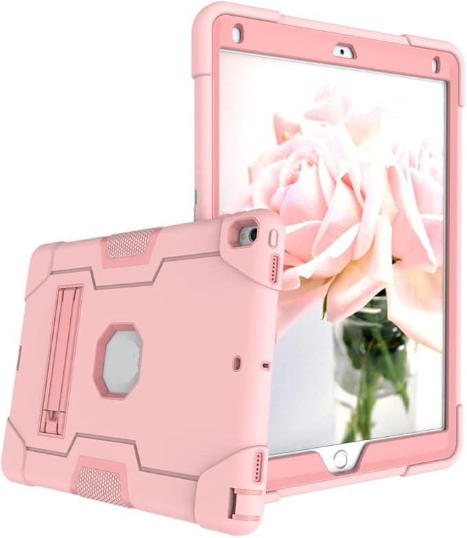 3 in 1 Hybrid Case for iPad Air 3 10.5" & iPad Pro 10.5" - Heavy Duty, Shockproof, Anti-Slip, Anti-Scratch, Pink
