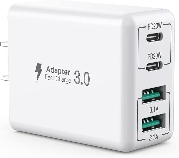 SCCVEE USB C Wall Charger, 40W 4-Port USB C Charger Block, Fast Charging Block Dual Port PD+QC Wall Plug Multiport Type C for iPhone 16/1514/13/12/11/Pro Max/XS/XR/8/7, iPad, Samsung Phone, Tablet