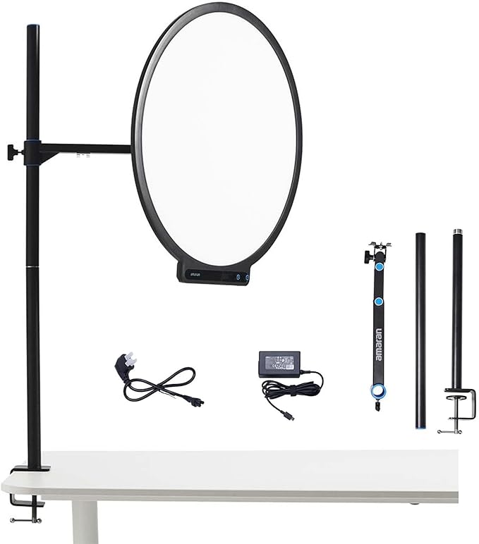 Amaran Verge Max Kit 22" Key Light with Stand/Adjustable Arm for Streaming,60W Bi-Color 2700-6500K Support 7 Lighting Effects Desk Ring Panel Light for Video Recording,Game,Podcast,Tiktok(Charcoal)