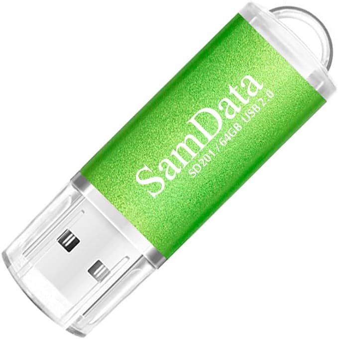 SamData 3 Pack 64GB USB Flash Drives USB 2.0 Thumb Drives Memory Stick Jump Drive Zip Drive, 3 Colors: Green Black Blue