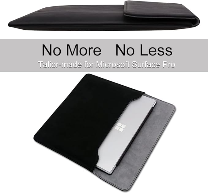 Surface Pro 11th/10/9/8/7/6/5/4/Pro X Sleeve case, for Microsoft 12-12.3-13 Inch Tablet Waterproof Ultrathin Carrying Cover Bag (Black)