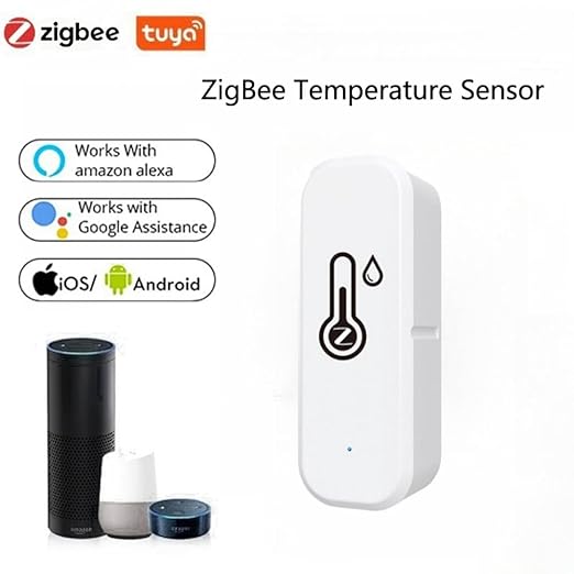ZigBee Indoor Temperature and Humidity Sensor,Compatible with Alexa and Google Home,for Home,Greenhouses Accessories,Garages,Office 3Pack(No Include Battery)