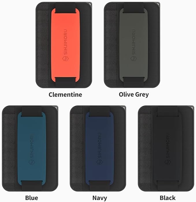 Sinjimoru for 3 in 1 MagSafe Wallet 2600g Magnetic Strength Phone Grip with Stretchy Fabric Secure Flap Anti-Drop Tag Holder for iPhone 16 15 14 13 12 M-BGRIP Clementine