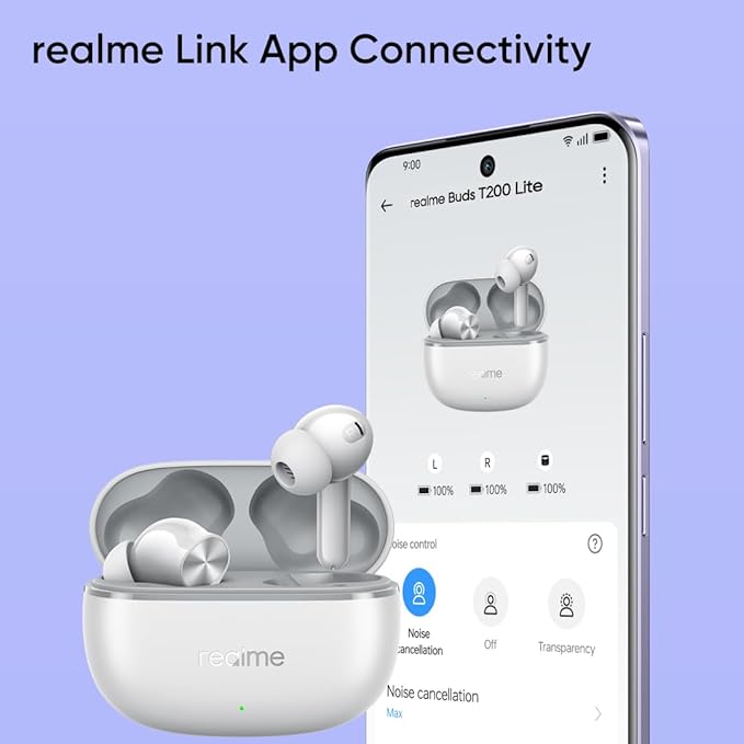 realme Buds T200 Lite Bluetooth in Ear Earbuds,4 Mic, AI ENC for Calls,48 Hours Total Playback with Fast Charging and Ultra Low Latency Gaming TWS, Google Fast Pair, with mic - (Gray)