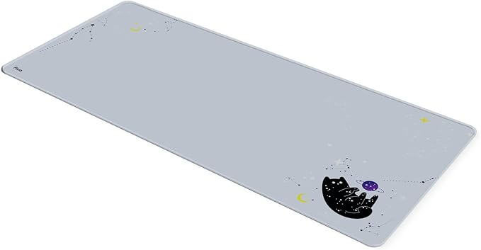 Pixio Mouse Pads - 36 x 16 inch XXL Space Kitty Cat Blue Multifunctional Large Desk Mats for Gaming, Office, Desktop Anti-Slip Waterproof Washable Computer Mouse Mat