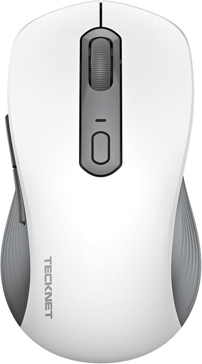 TECKNET Bluetooth Mouse, [ USB + BT1 + BT2 ] Wireless Mouse for Laptop, Silent Click, Ergonomic Design, 4800 DPI Computer Mice Wireless, Dual Mode for Laptop, Computer, iPad, MacBook