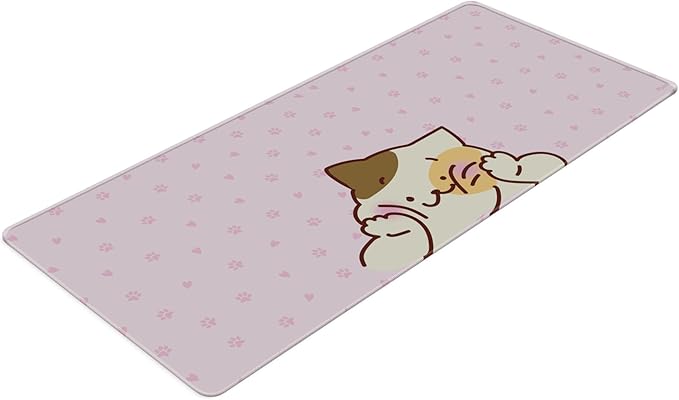 Pixio Mouse Pads - 36 x 16 inch XXL Squishy Cat Pink Multifunctional Large Desk Mats for Gaming, Office, Desktop Anti-Slip Waterproof Washable Computer Mouse Mat