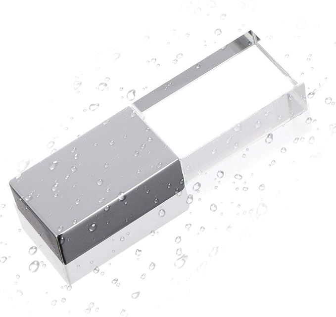 New Crystal Transparent Rectangle Genuine USB Flash Drive 3.0 LED Lighting Memory Stick Birthday Wedding Gift Pen Drive,Silver (8GB)